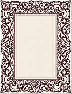 Ornate Baroque Scrollwork Border Design Rug