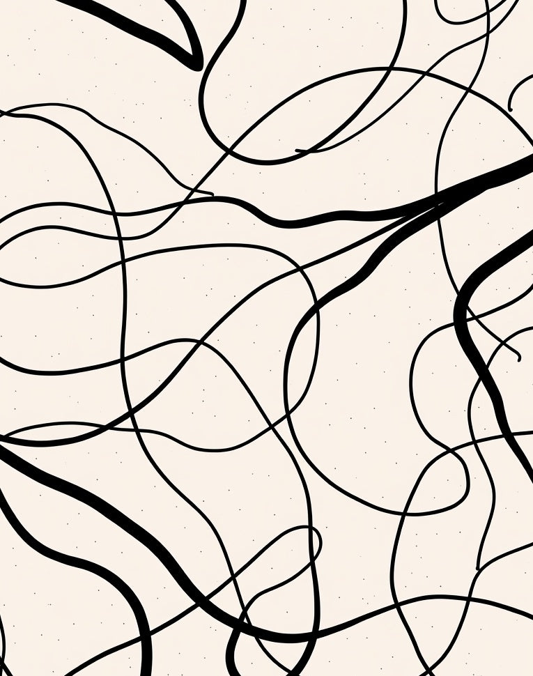 Abstract Black Swirls Pattern Rug