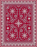 Intricate Red Floral Scrollwork Rug