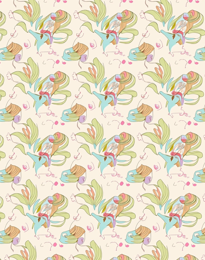 Abstract Floral Leaf Pattern Rug