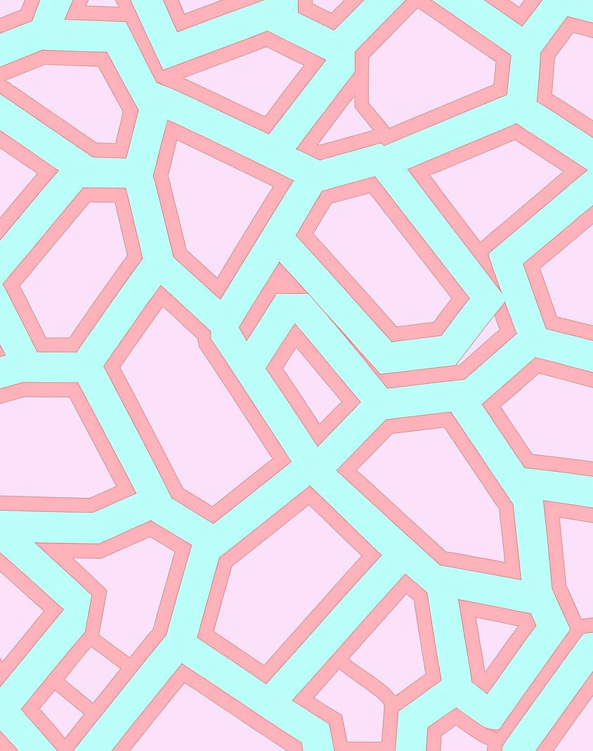 Geometric Network Pastel Pink Teal Rug