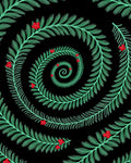 Spiraling Greenery Red Berry Design Rug