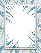 Abstract Blue Leafy Organic Pattern Rug