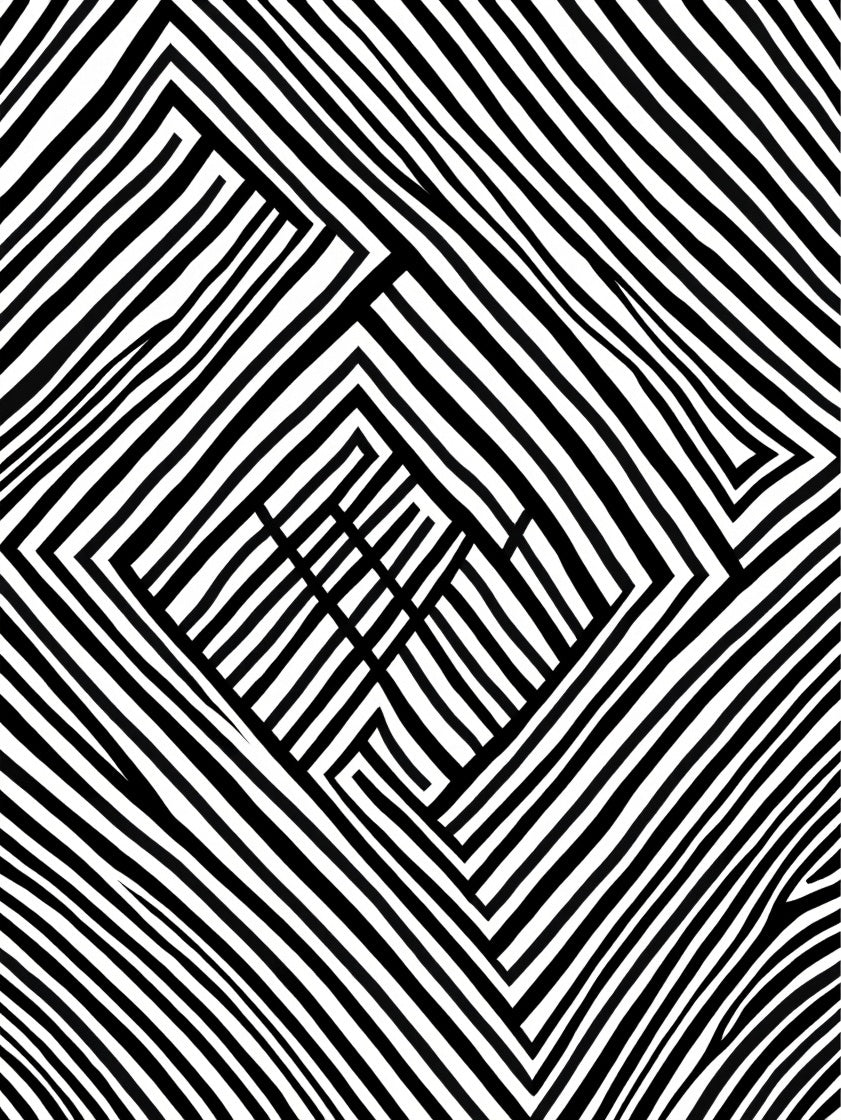 Abstract Striped Geometric Pattern Rug
