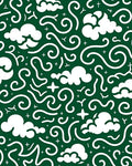 Whimsical White Cloud Swirl Pattern Rug