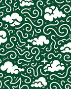 Whimsical White Cloud Swirl Pattern Rug