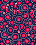 Red White Round Floral Christmas Socks Rug