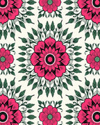 Fuchsia Floral Medallion Pattern Rug