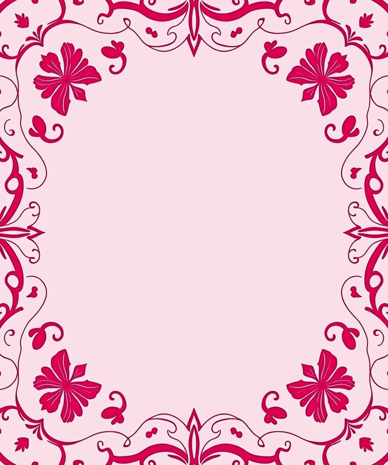 Floral Vine Scrollwork Pink Rug