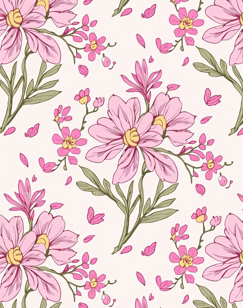 Pink Blossom Pattern Floral Design Rug