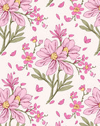 Pink Blossom Pattern Floral Design Rug