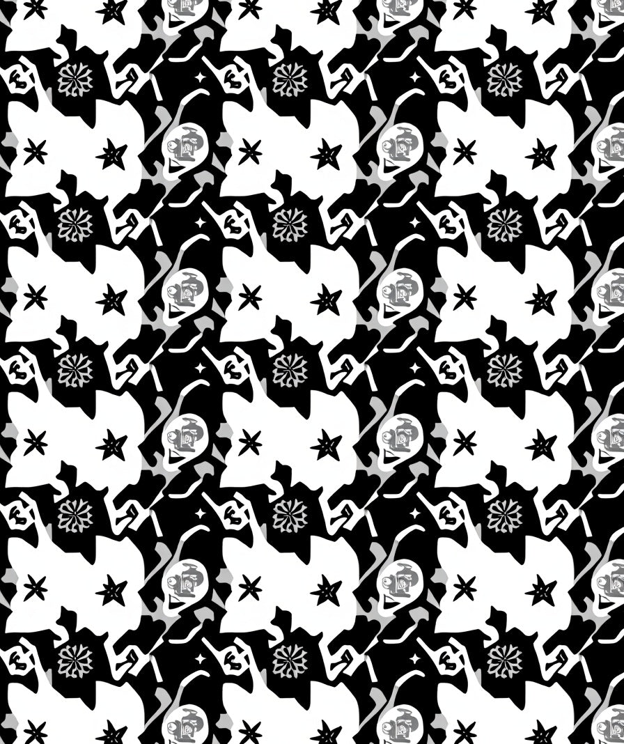 Abstract Skull Star Pattern Rug