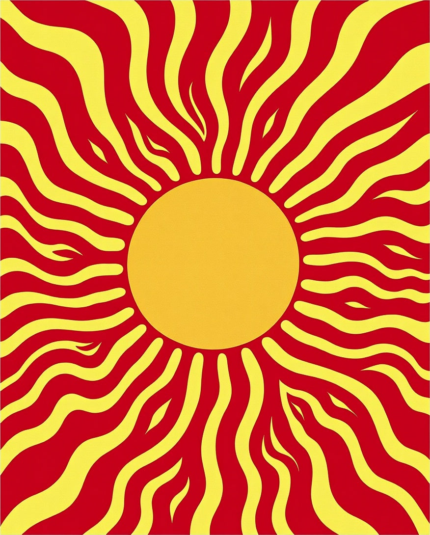 Radiant Sunburst Abstract Waves Rug
