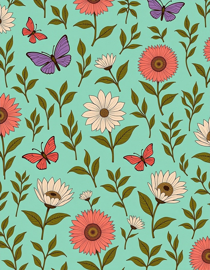 Charming Butterflies Floral Pattern Rug