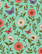 Charming Butterflies Floral Pattern Rug