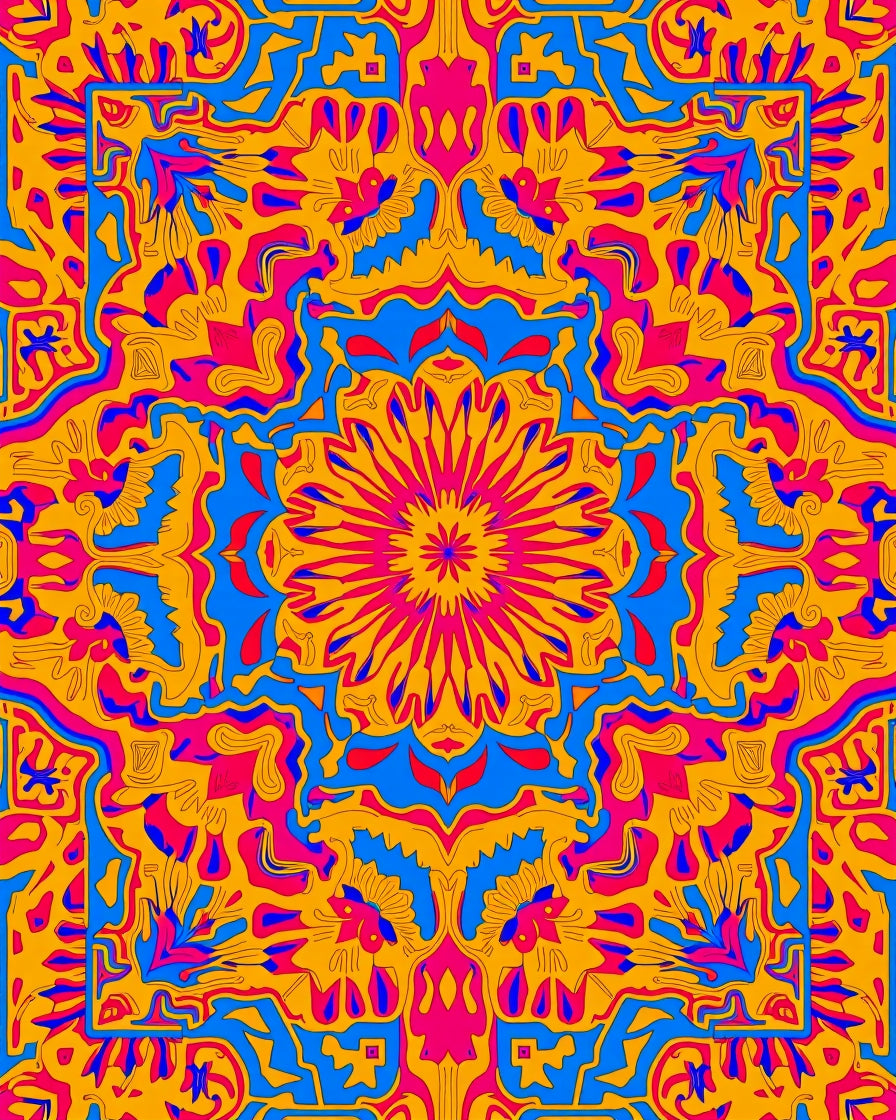 Vibrant Geometric Mandala Pattern Rug
