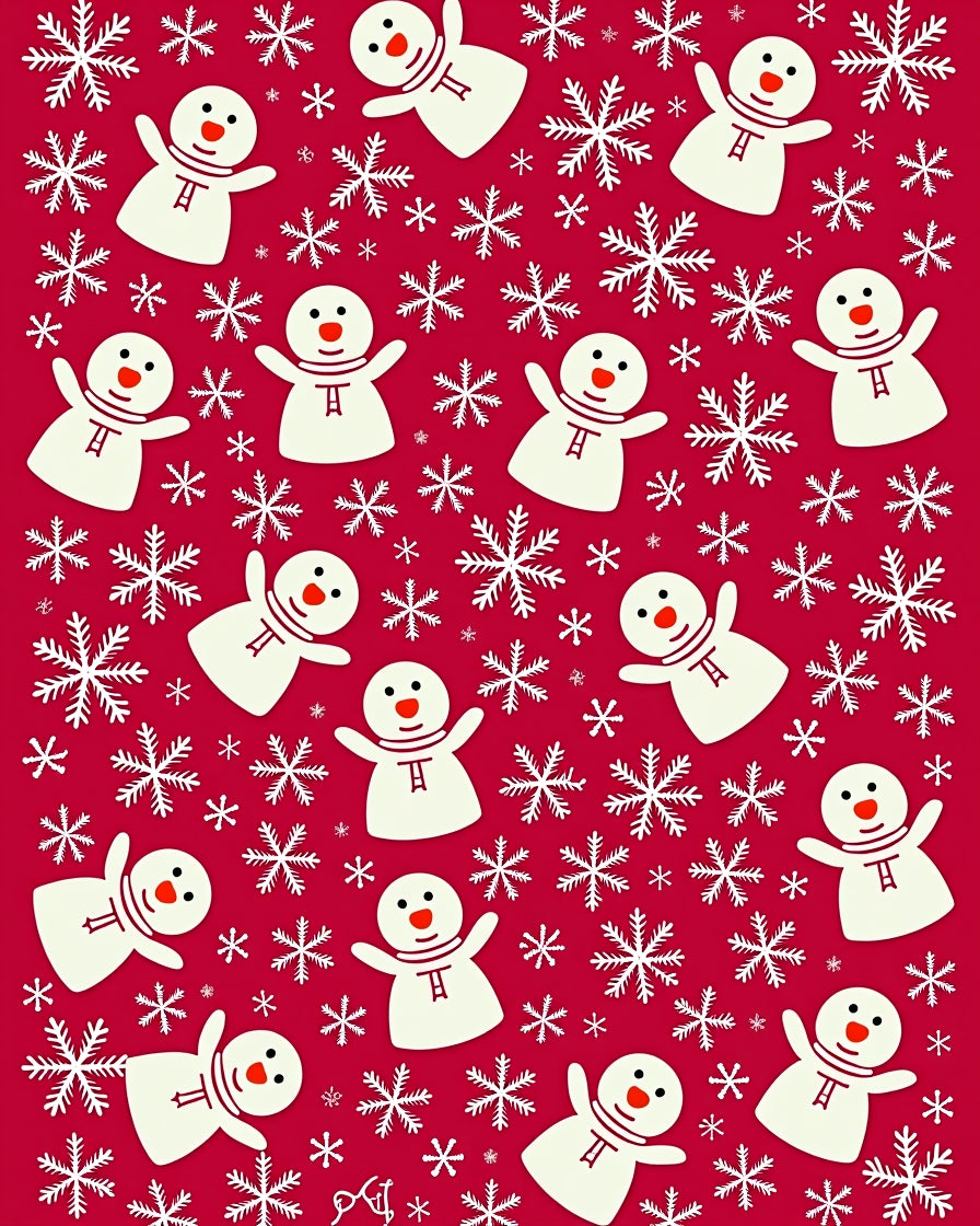 Snowflake And Snowman Pattern Design Rug