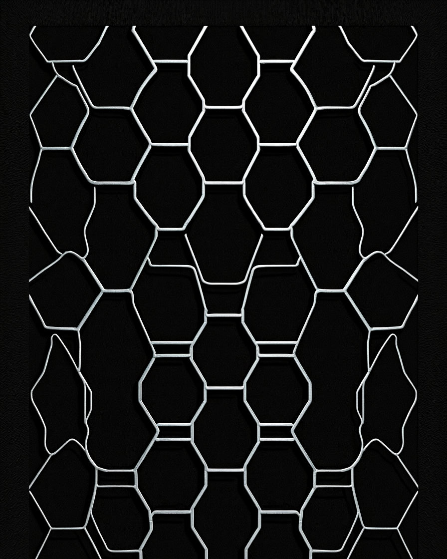 Geometric Hexagon Wireframe Pattern Rug