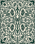 Elegant Dark Green Floral Vines Pattern Rug