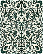 Elegant Dark Green Floral Vines Pattern Rug