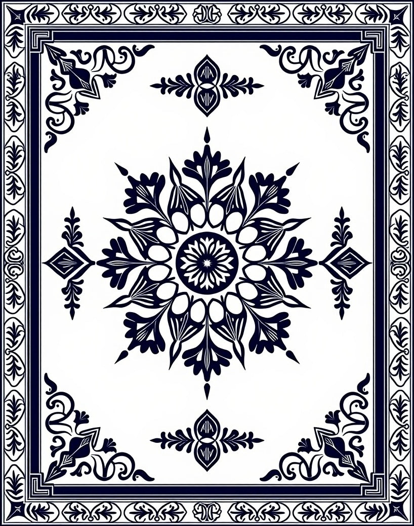 Classic Floral Symmetry Design Rug