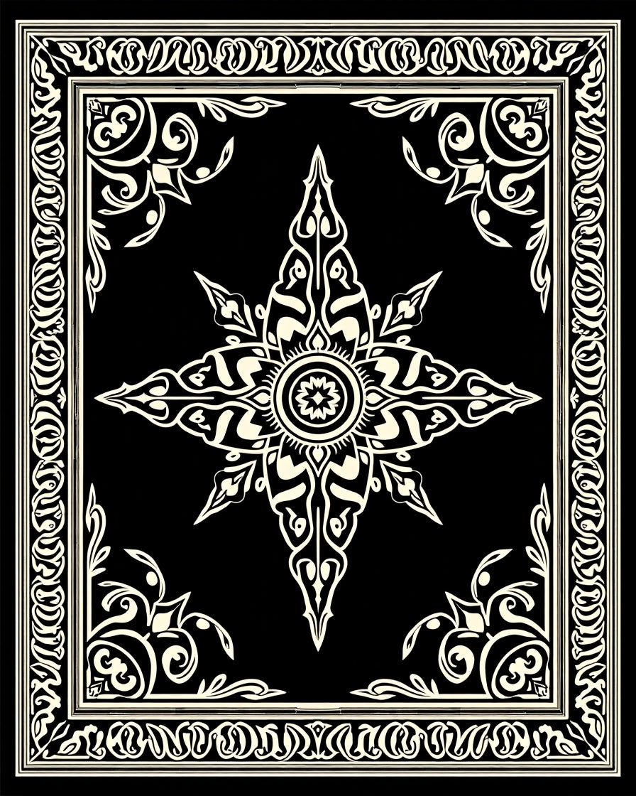 Elegant Floral Starburst Pattern Rug