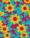 Bold Retro Floral Pattern Rug