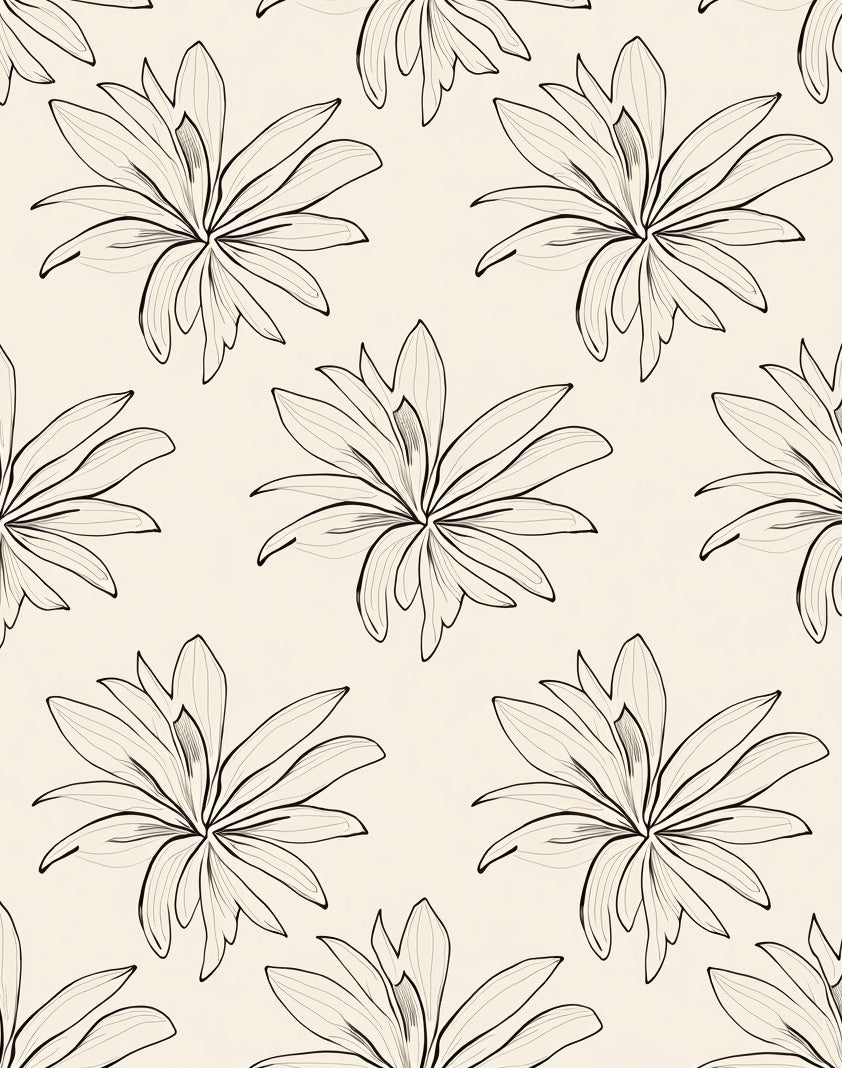 Delicate Outline Floral Pattern Rug