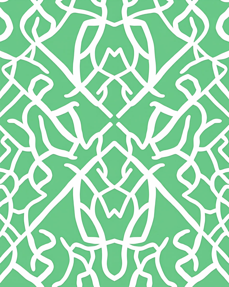 Bold Swirl Pattern on Green Background Rug