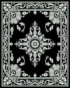 Intricate Floral Symmetry Black White Rug