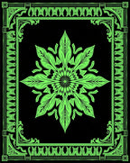 Vibrant Neon Green Floral Mandala Border Rug