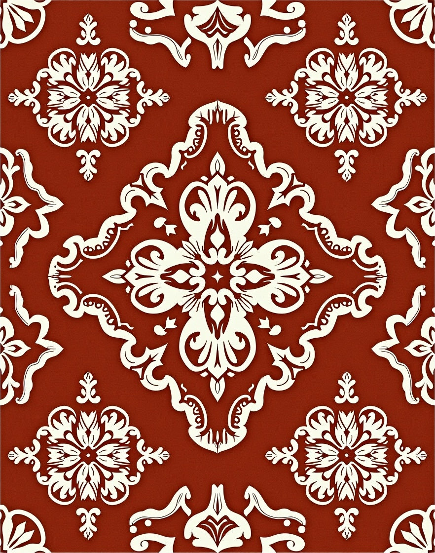 Classic Damask Scroll Pattern Rug