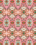 Ornate Floral Pattern on Pink Background Rug