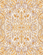Golden Ornate Floral Scroll Pattern Rug