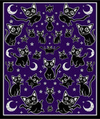 Whimsical Black Cats Stars Design Rug