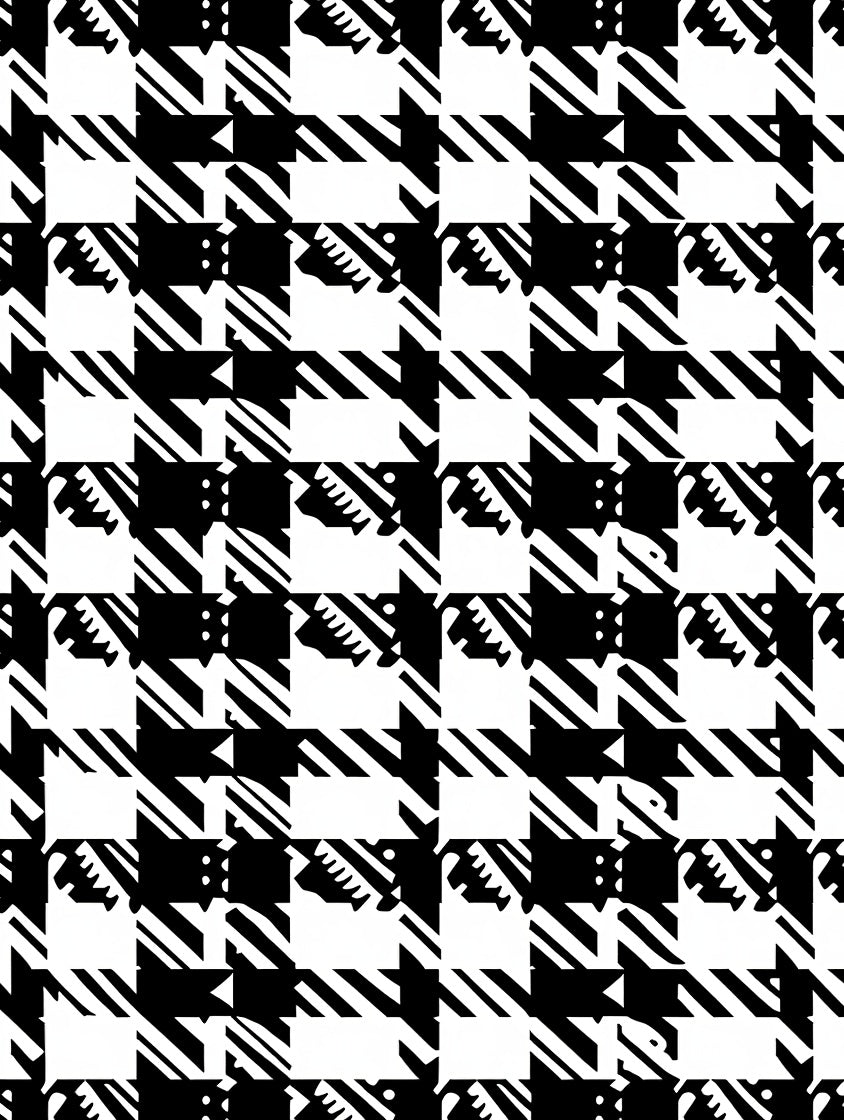 Bold Black White Houndstooth Pattern Rug