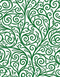 Green Swirling Vine Leaf Pattern Rug