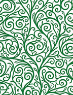 Green Swirling Vine Leaf Pattern Rug