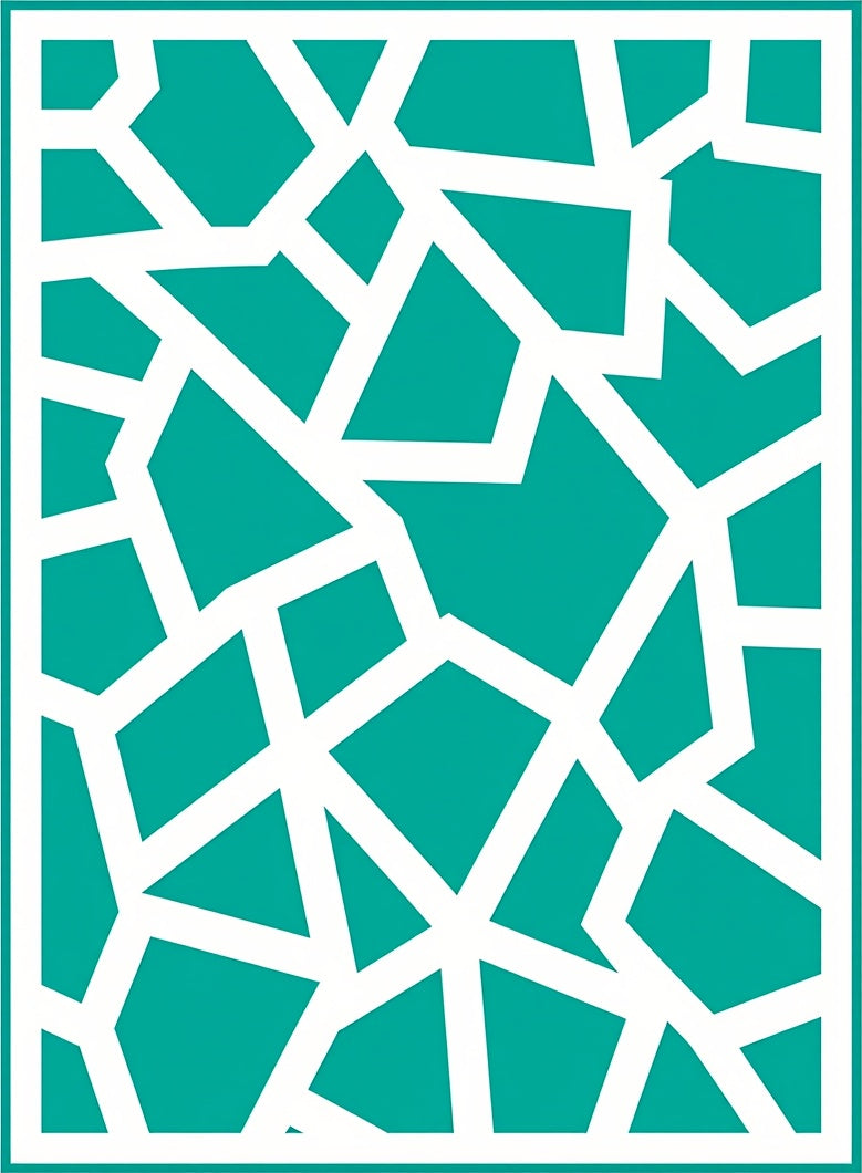 Abstract Teal Geometric Jagged Pattern Rug