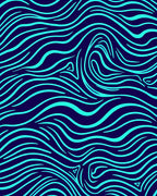Electric Blue Swirl Pattern Rug