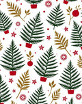 Red Green Festive Pine Branch Arrangement Rug