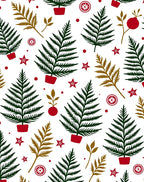 Red Green Festive Pine Branch Arrangement Rug