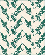 Green Leaf Patterned Natural Style Rug