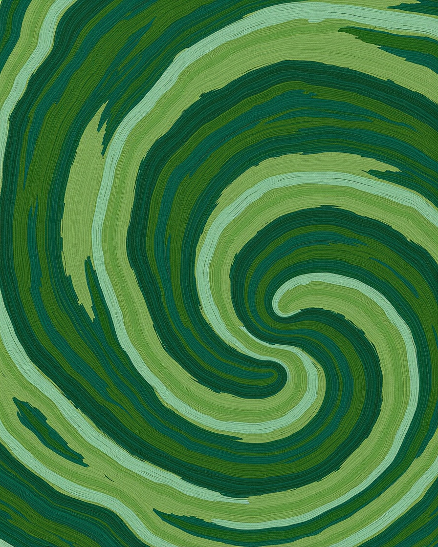 Abstract Green Swirl Pattern Rug