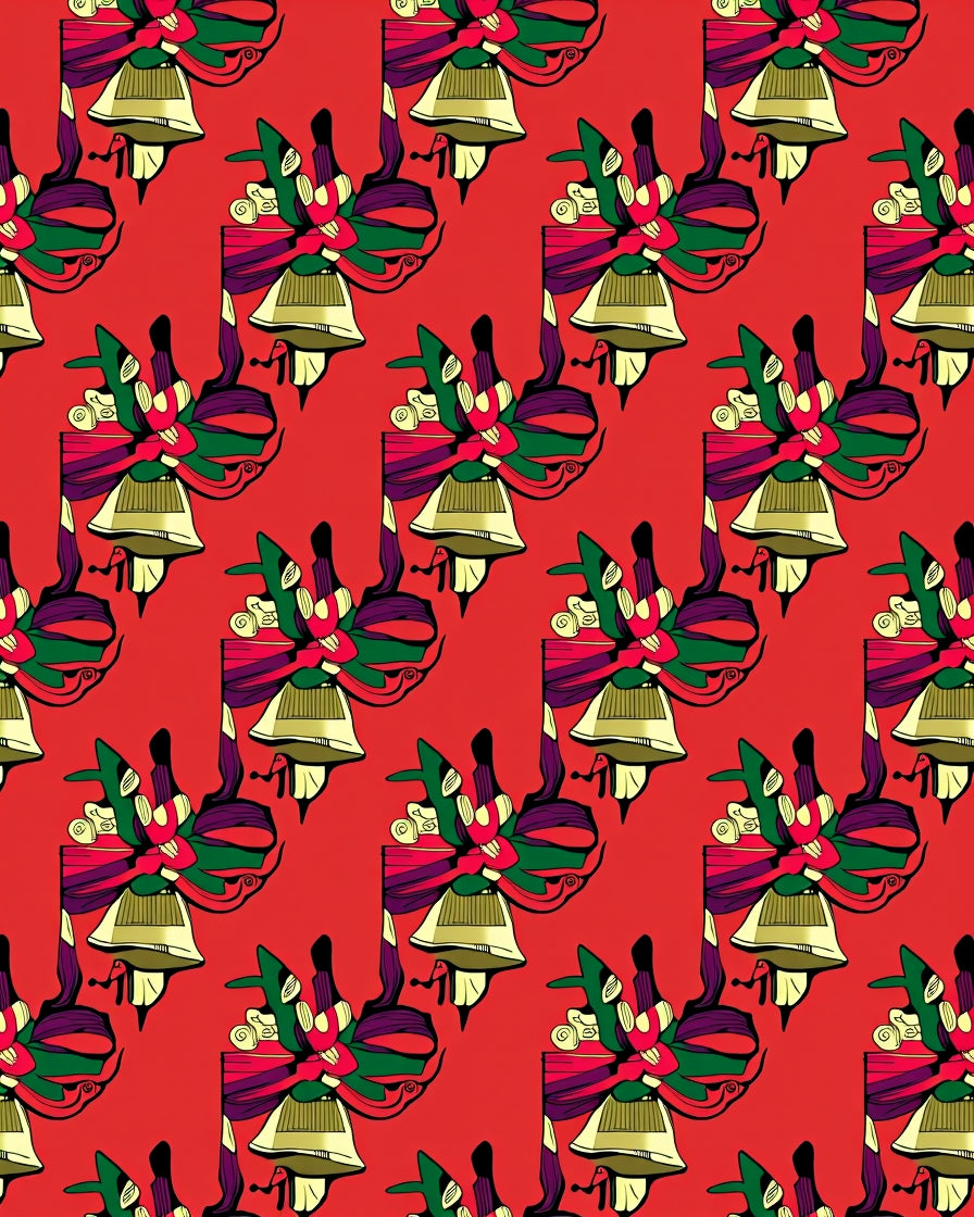 Festive Bell Ribbon Pattern Design Rug