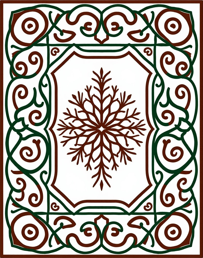 Ornate Snowflake Scrollwork Pattern Rug