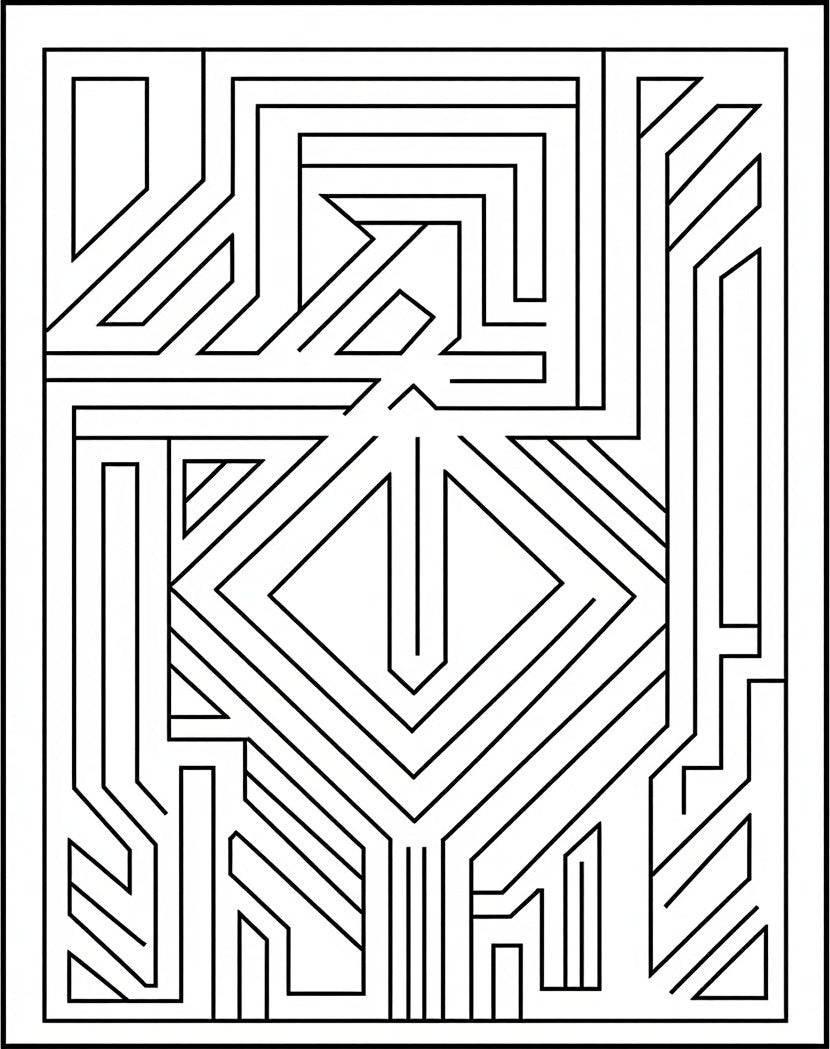 Modern Geometric Maze Pattern Rug