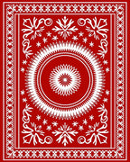 Red White Elaborate Starburst Design Rug