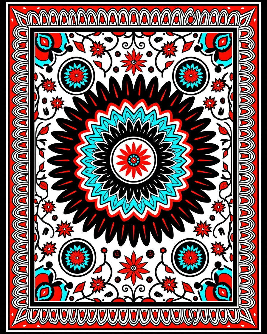 Bold Floral Sunburst Traditional Pattern Rug