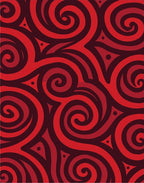 Red Swirling Tribal Pattern Rug